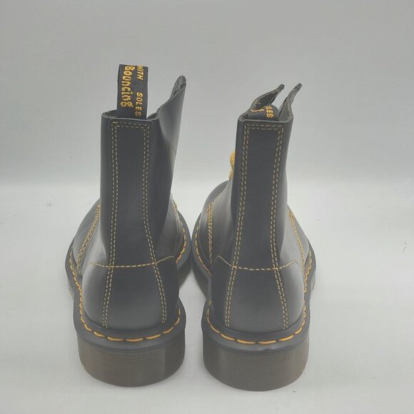 Dr. Martens 1460 Pascal Yellow Stitch Black Leather Men Boots‎ Size 5 - Picture 7 of 11